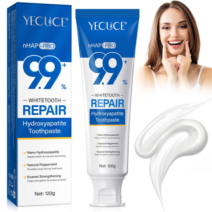 9.9% Nano Hydroxyapatite Toothpaste – Fluoride Free Enamel Repair, Natural Peppermint, 120g