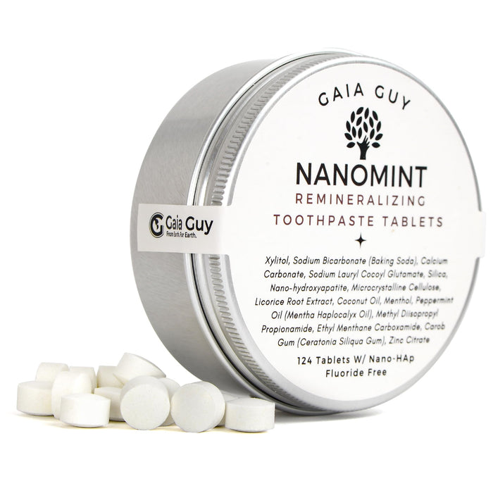 NanoMint - Remineralizing Toothpaste Tablets | Nano Hydroxyapatite | Fluoride-Free | 124 Tabs | Eco-Friendly Travel Tin