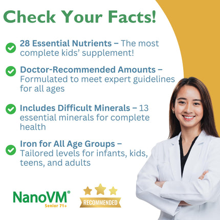 NanoVM Senior 71+ Unflavored Multivitamin Powder | Allergen-Free, Low-Carb (275g) – Solace Nutrition