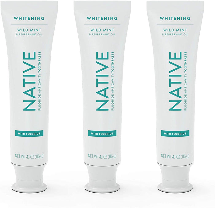 Native Fluoride Toothpaste – Wild Mint (4.1 oz), 3 Count | Naturally Derived Cleaners
