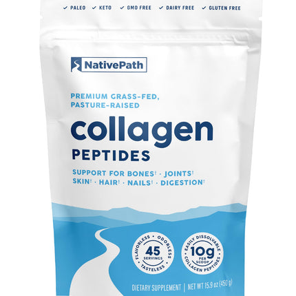 NativePath Collagen Peptides Protein – Hydrolyzed Type 1 & 3 Collagen Powder for Skin, Hair & Nails – 15.9 oz (45 Servings)