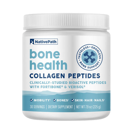 NativePath Bone Health Collagen Peptides – Fortibone & Verisol, Type 1 & 3, 7.9 oz, 30 Servings