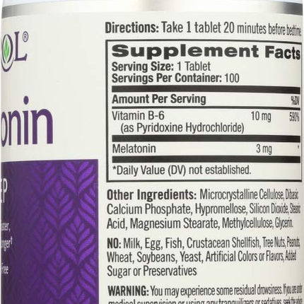 Natrol Melatonin 3 mg Time Release Sleep Tablets, Vitamin B6 — 4-Pack (100 ea)