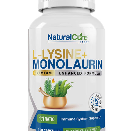 Natural Cure Labs L-Lysine + Monolaurin 600mg 1:1 – 100 Capsules