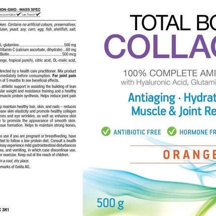 Natural Factors Total Body Collagen Bioactive Peptides Powder – Orange | Skin, Hair & Joint Support