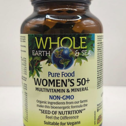 Natural Factors Whole Earth & Sea Women's 50+ Multivitamin & Mineral – Daily Bone & Brain Support (120 Tablets, 60 Servings)