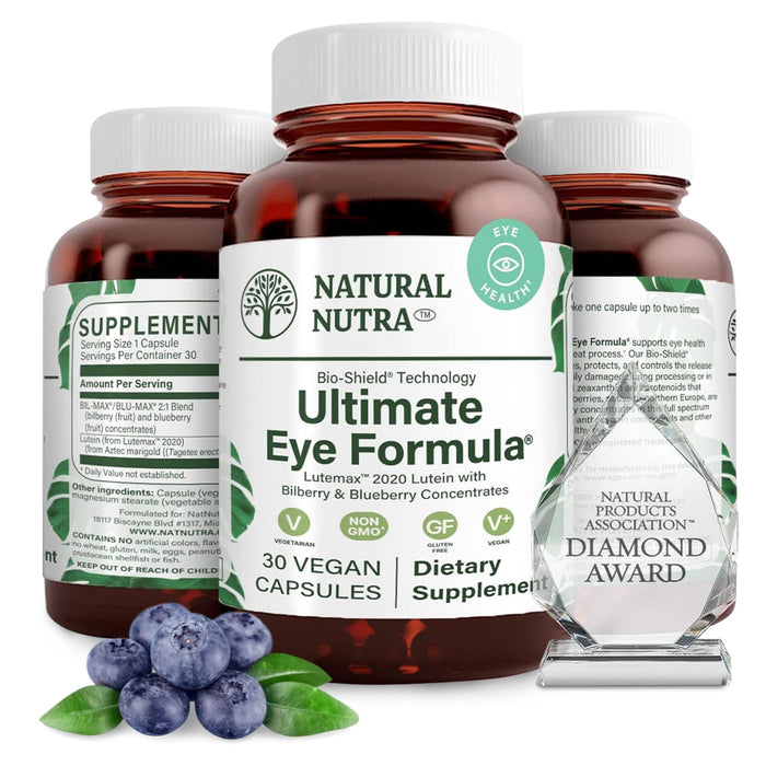 Natural Nutra Ultimate Eye Health - Bilberry & Blueberry Extract (30 Caps, Pack of 2) | Vegan, Non-GMO