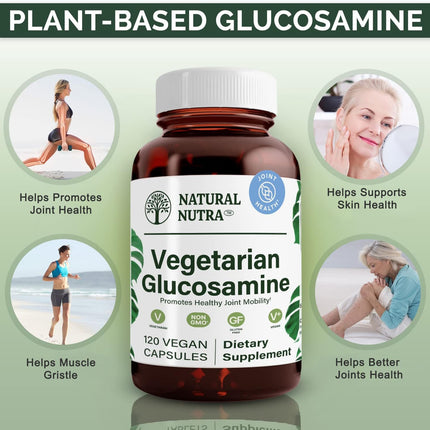 Natural Nutra Vegan Glucosamine Hydrochloride 750mg – 120 Capsules | Plant-Based Joint Support