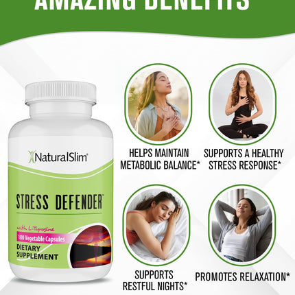 NaturalSlim Stress Defender – Cortisol Support, Craving Control & Sleep & Metabolism (180 Veg Capsules)
