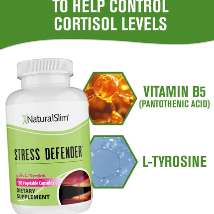 NaturalSlim Stress Defender – Stress Relief & Cortisol Support | 3-Pack, 180 Vegetarian Capsules