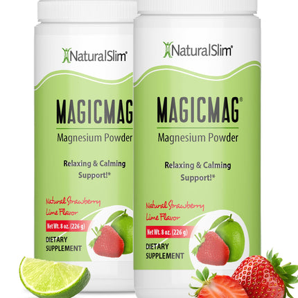 NaturalSlim MagicMag Pure Magnesium Citrate Powder – Strawberry Lime Drink Mix (8oz, 2 Pack)