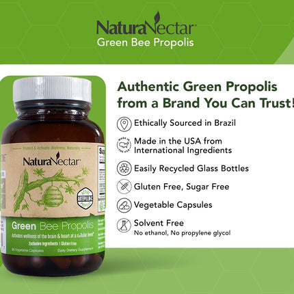 NaturaNectar Green Bee Propolis Capsules – NSF Certified, Gluten-Free
