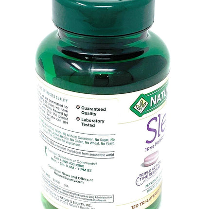 Nature's Bounty Sleep3 10mg Melatonin - 120 Tablets | Time-Release, Drug-Free