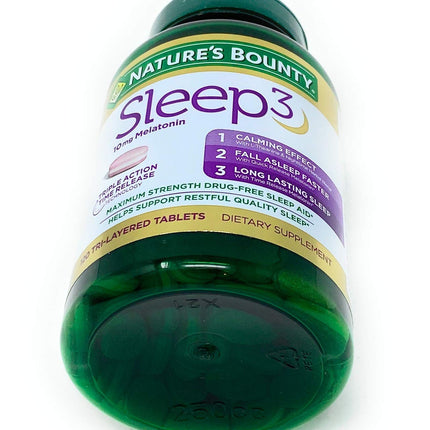 Nature's Bounty Sleep3 10mg Melatonin - 120 Tablets | Time-Release, Drug-Free