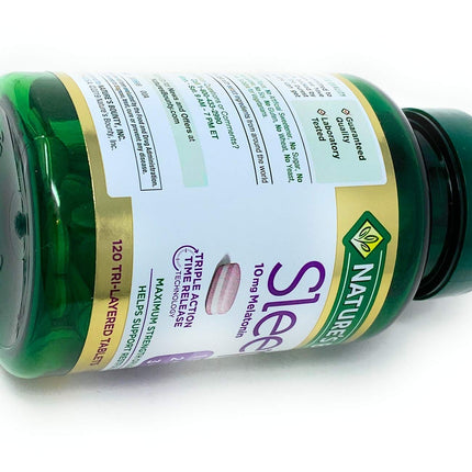 Nature's Bounty Sleep3 10mg Melatonin - 120 Tablets | Time-Release, Drug-Free