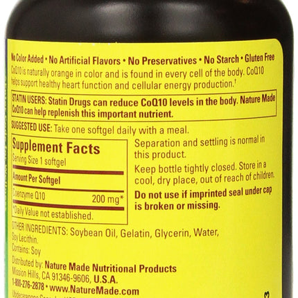 Nature Made CoQ10 200 mg – 2 Bottles, 140 Softgels Each