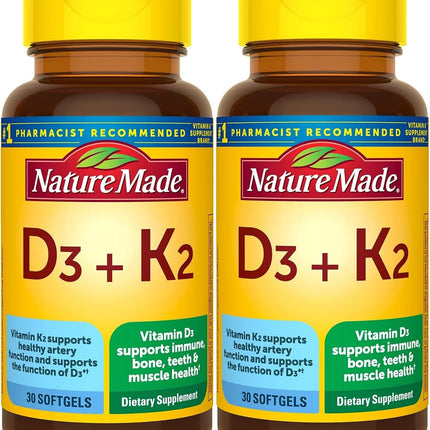 Nature Made Vitamin D3 + K2 5000 IU (125 mcg) – Pack of 2