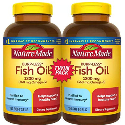 Nature Made Fish Oil Burp-Less 1200 mg Omega-3, 150-Count