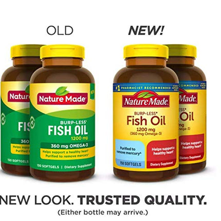 Nature Made Fish Oil Burp-Less 1200 mg Omega-3, 150-Count