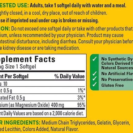 Nature Made High Potency Magnesium 400 mg - 150 Softgels (Pack of 2) | Magnesium Supplement