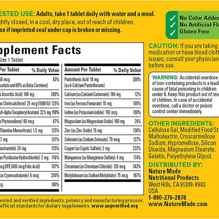 Nature Made Multi Complete Tablets - 130 ct, Pack of 2 | 23 Essential Nutrients