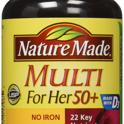 Nature Made Multi For Her 50+ Vitamin & Mineral Tabs – 90 ct Pack of 2
