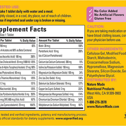 Nature Made Multi for Her 50+ Vitamin/Mineral Tablets 90 ea — Pack of 4
