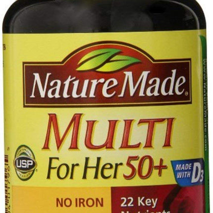 Nature Made Multi for Her 50+ 90 ea (Pack of 5) – 22 Nutrients, Iron-Free