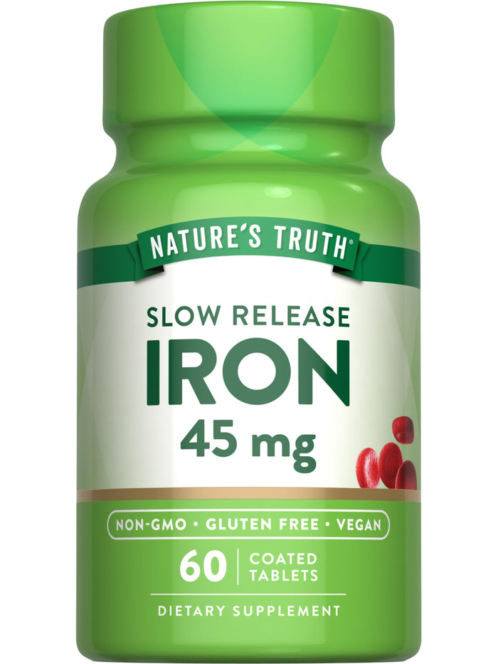 Nature's Truth Iron Supplement – 45 mg, 60 Pills, Ferrous Sulfate | Non-GMO & Gluten Free