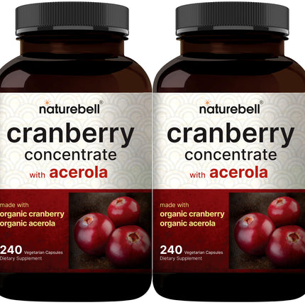 NatureBell Cranberry Pills 2 Pack – 36,000mg Extract, Acerola | Organic, Sugar Free