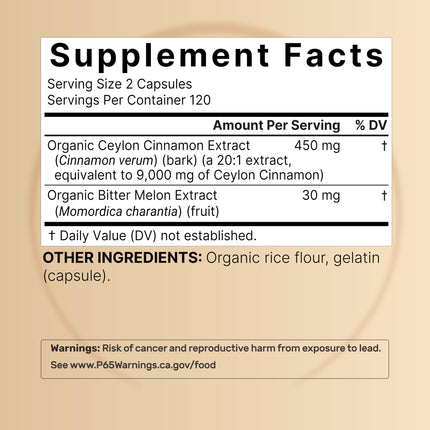 NatureBell 2 Pack Ceylon Cinnamon 9000mg Per Serving + Organic Bitter Melon – 480 Capsules | Non-GMO, Gluten Free