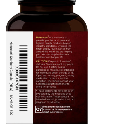 NatureBell Cranberry Pills 2 Pack – 36,000mg Extract, Acerola | Organic, Sugar Free