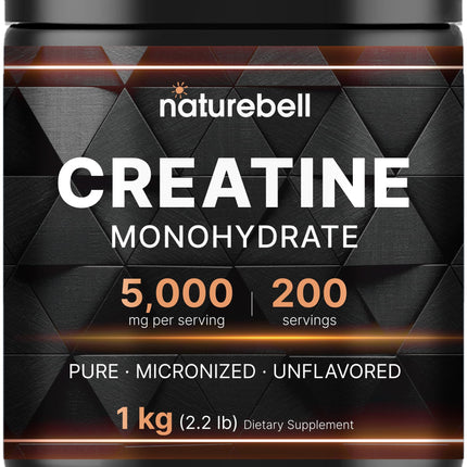 NatureBell Creatine Monohydrate Powder 1,000g | 200 Servings | Micronized & Unflavored
