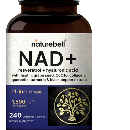 NatureBell NAD+ 1,500mg – 240 Veggie Capsules | 10-in-1 NMN Alternative