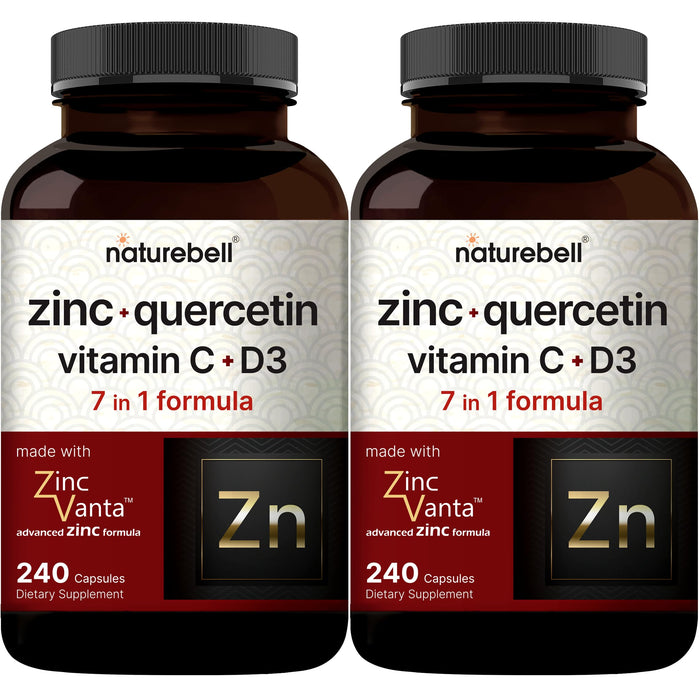 NatureBell Zinc Quercetin 480 Capsules (2 Pack) - 4-in-1 Immune Support