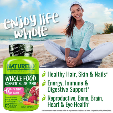 Naturelo Whole Food Multivitamin for Women – Plant-Based Vitamins, Organic Extracts & Vegan, Non-GMO