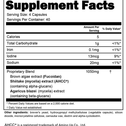 NatureMedic Fucoidan with AHCC® – Brown Seaweed Immunity Supplement, 160 Veg Capsules, Made in Japan