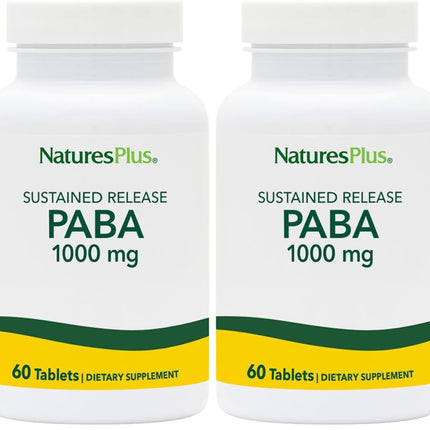 NaturesPlus PABA Sustained Release 1000 mg – 60 Veg Tablets (Pack of 2)