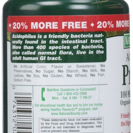 Nature's Bounty Acidophilus Probiotic – 360 Tablets (3 x 120 Count Bottles)