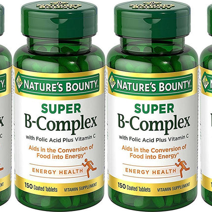 Nature's Bounty B-Complex with Folic Acid and Vitamin C, 150 Tablets (Pack of 4)