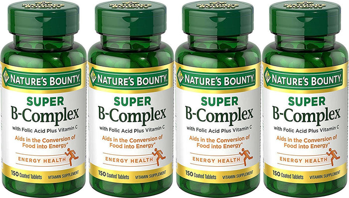 Nature's Bounty B-Complex with Folic Acid and Vitamin C, 150 Tablets (Pack of 4)