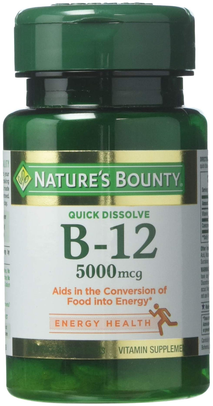 Nature's Bounty Vitamin B-12 5000 mcg | 40 Quick Dissolve Tablets (Pack of 3)