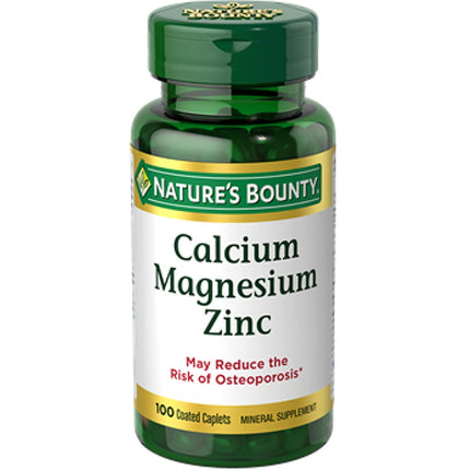 Nature's Bounty Calcium Magnesium Zinc Caplets – 100 Count, Pack of 6
