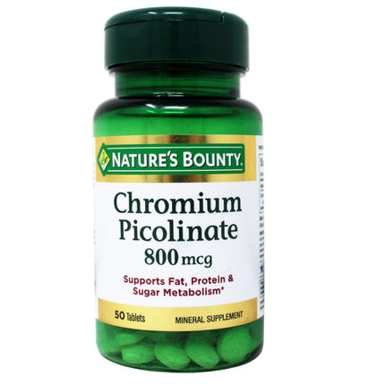 Nature's Bounty Chromium Picolinate 800 mcg Tablets – Pack of 5 (50 ea)