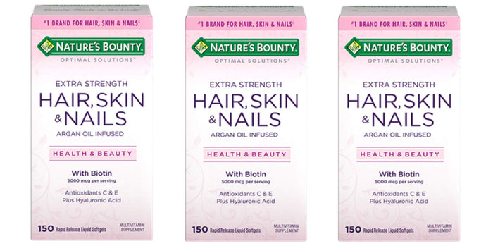 Nature's Bounty Extra Strength Hair Skin Nails, 150 Count, Pack of 3