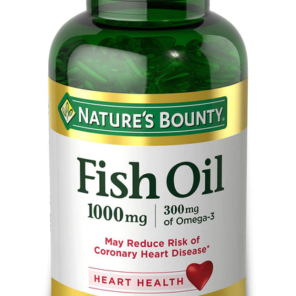 Nature's Bounty Fish Oil 1000 mg Coated Softgels | 220 Count | Omega-3 EPA/DHA for Heart Health