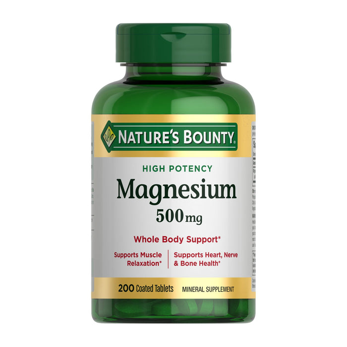 Nature's Bounty Magnesium 500 mg Tablets | 200 Count – Bone & Muscle Health
