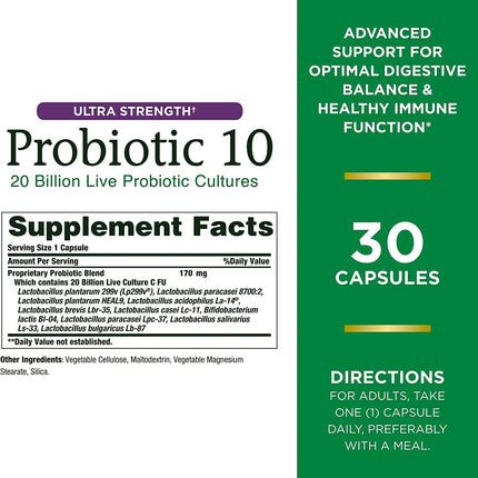 Nature's Bounty Ultra Strength Probiotic 10 Twin Pack - 20 Billion CFU, Immune & Upper Respiratory Support