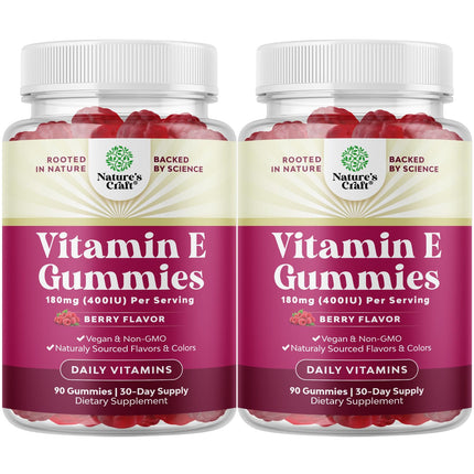 Natures Craft Vitamin E Gummies – 400 IU High-Potency Skin Support – 2-Month Supply
