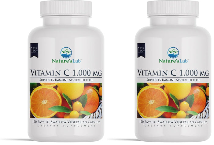 Nature's Lab Vitamin C 1000mg – Immune Support, 120 Count (Pack of 2)